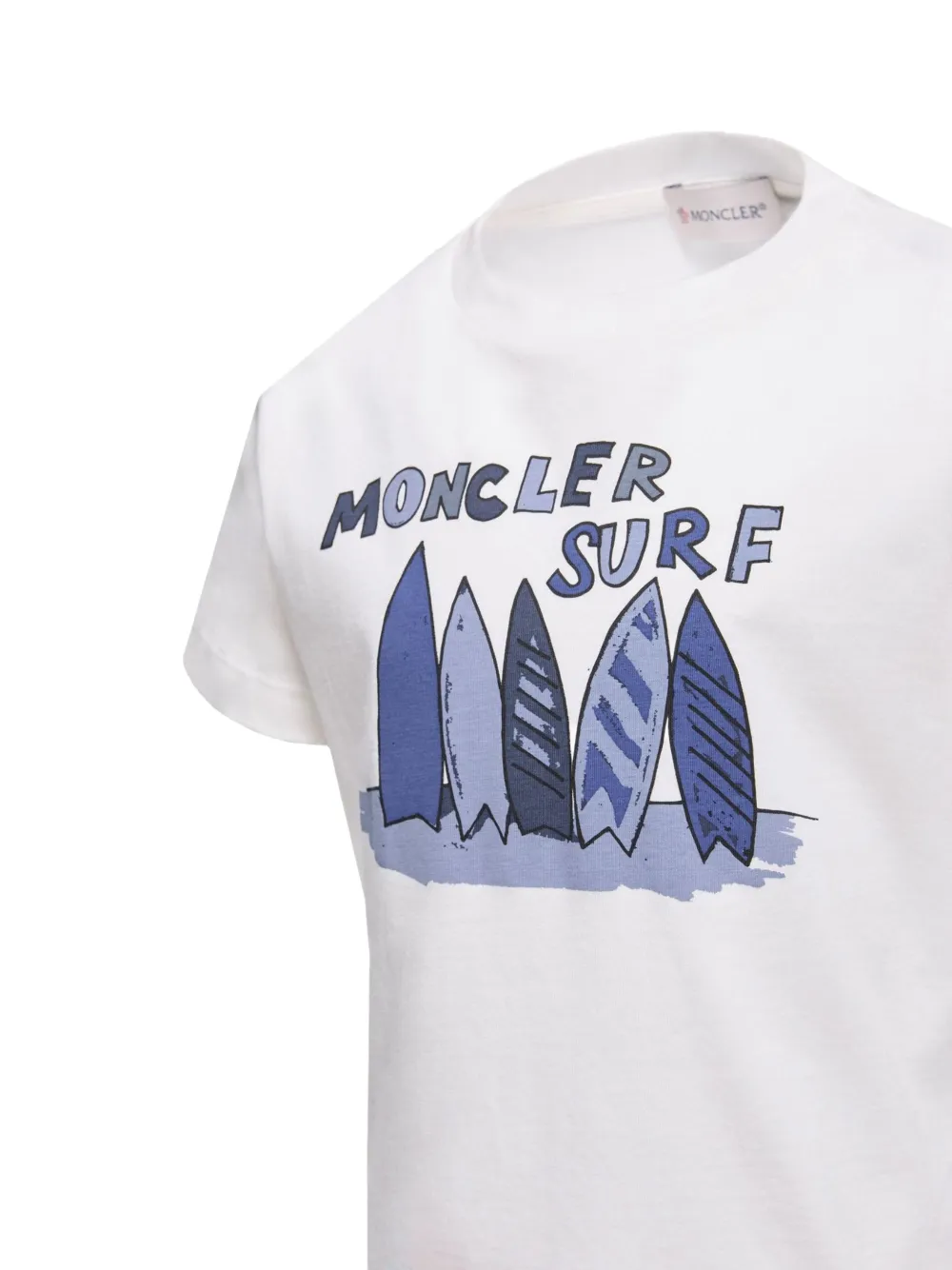 Moncler Enfant T-shirt met logopatch en surfprint Wit