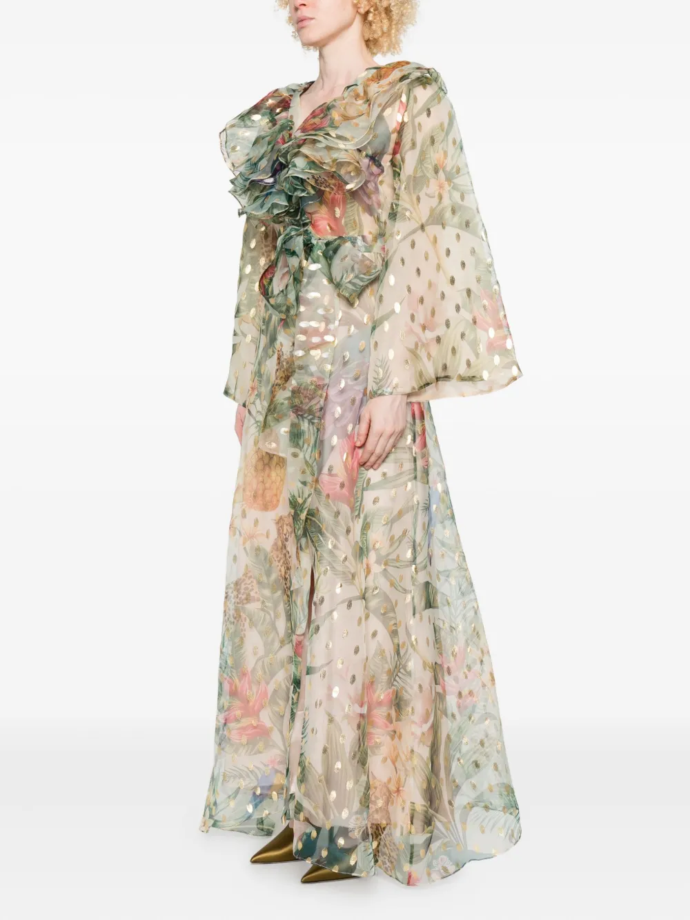 MIAU by Clara Rotescu Maxi-jurk met bloemenprint Beige