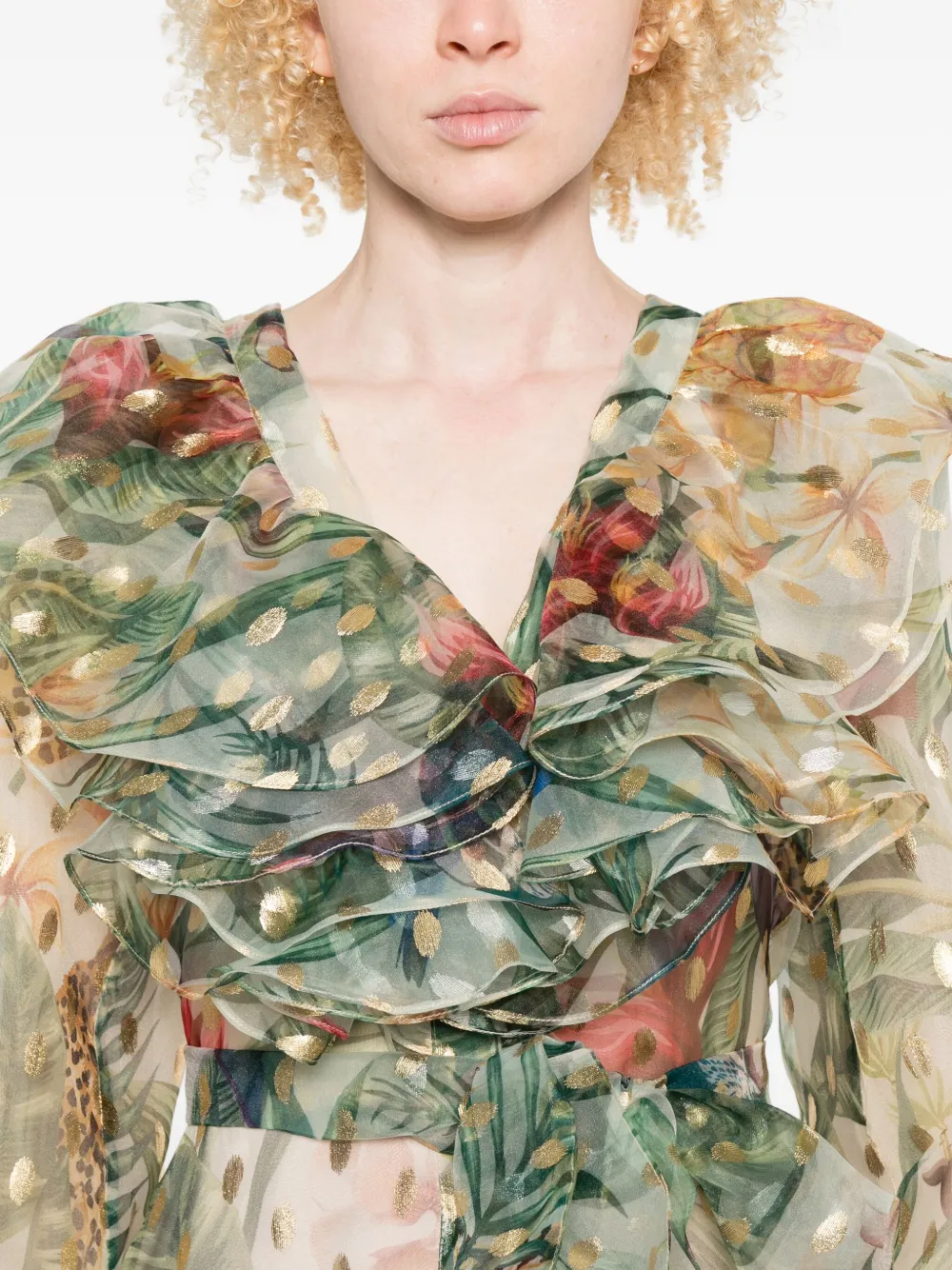 MIAU by Clara Rotescu Maxi-jurk met bloemenprint Beige