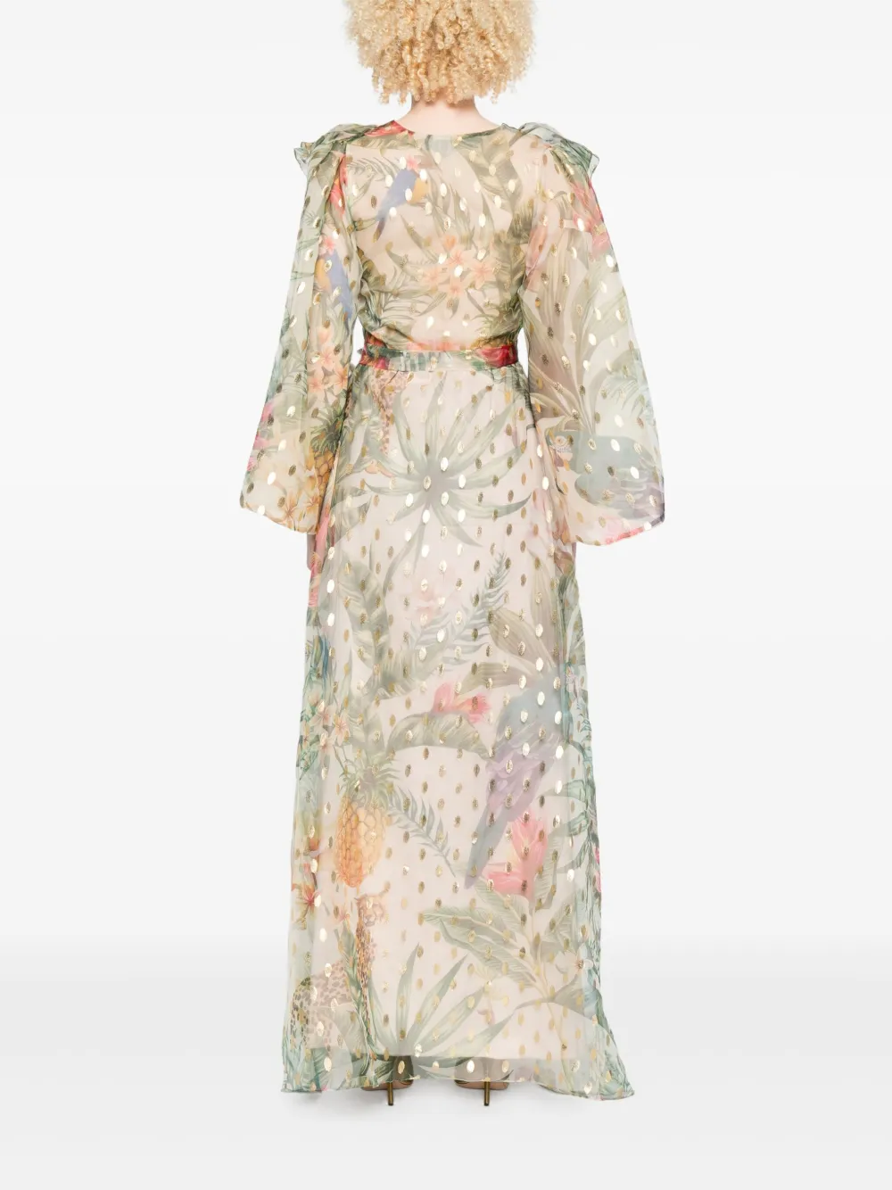 MIAU by Clara Rotescu Maxi-jurk met bloemenprint Beige