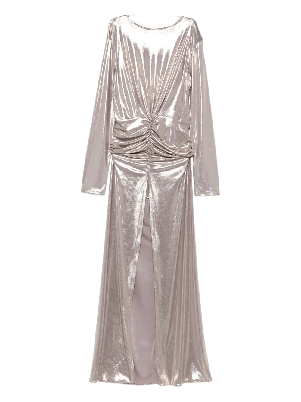 Miau By Clara Rotescu Draped-details Maxi Dress In Metallic