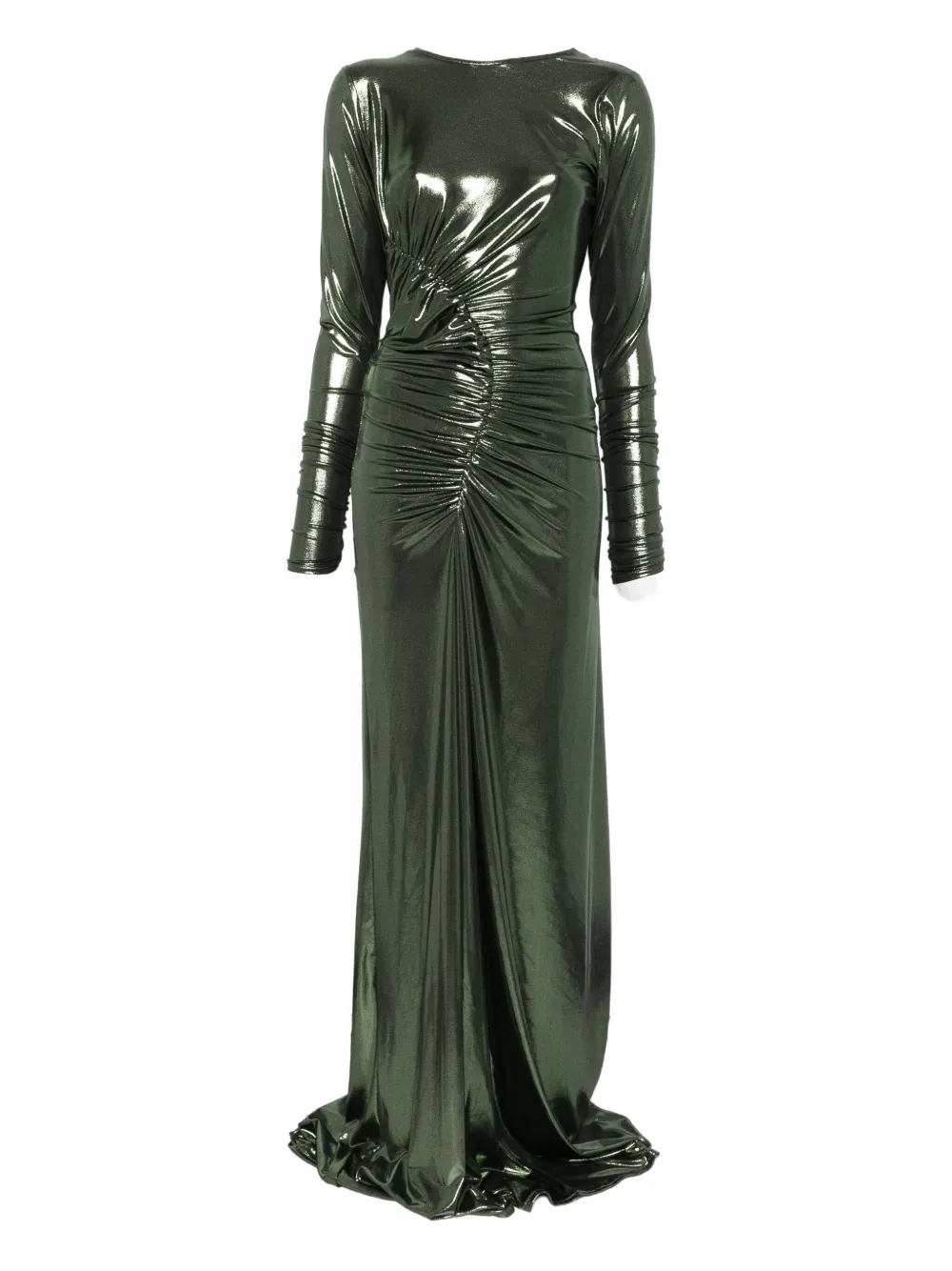 Miau By Clara Rotescu Long-sleeves Maxi Dress In Green
