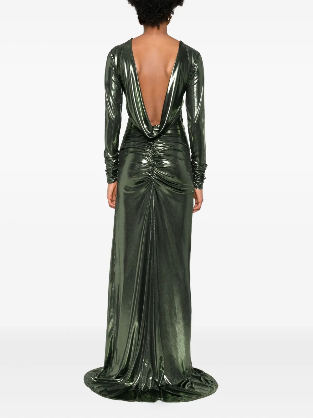 Miau By Clara Rotescu Long-sleeves Maxi Dress In Green