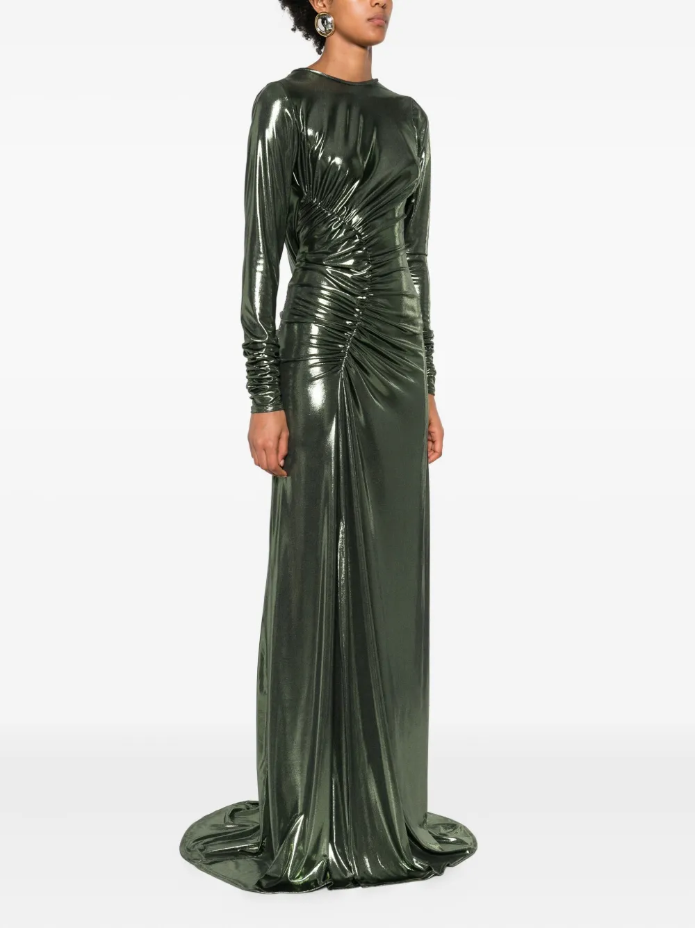 Miau By Clara Rotescu Long-sleeves Maxi Dress In Green