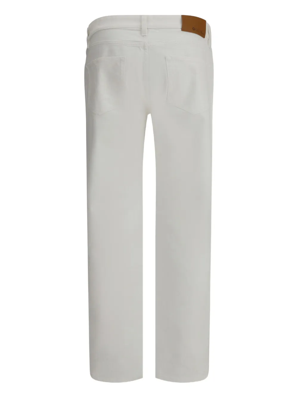 Loro Piana Jeans met vijf zakken en leren applicatie Wit