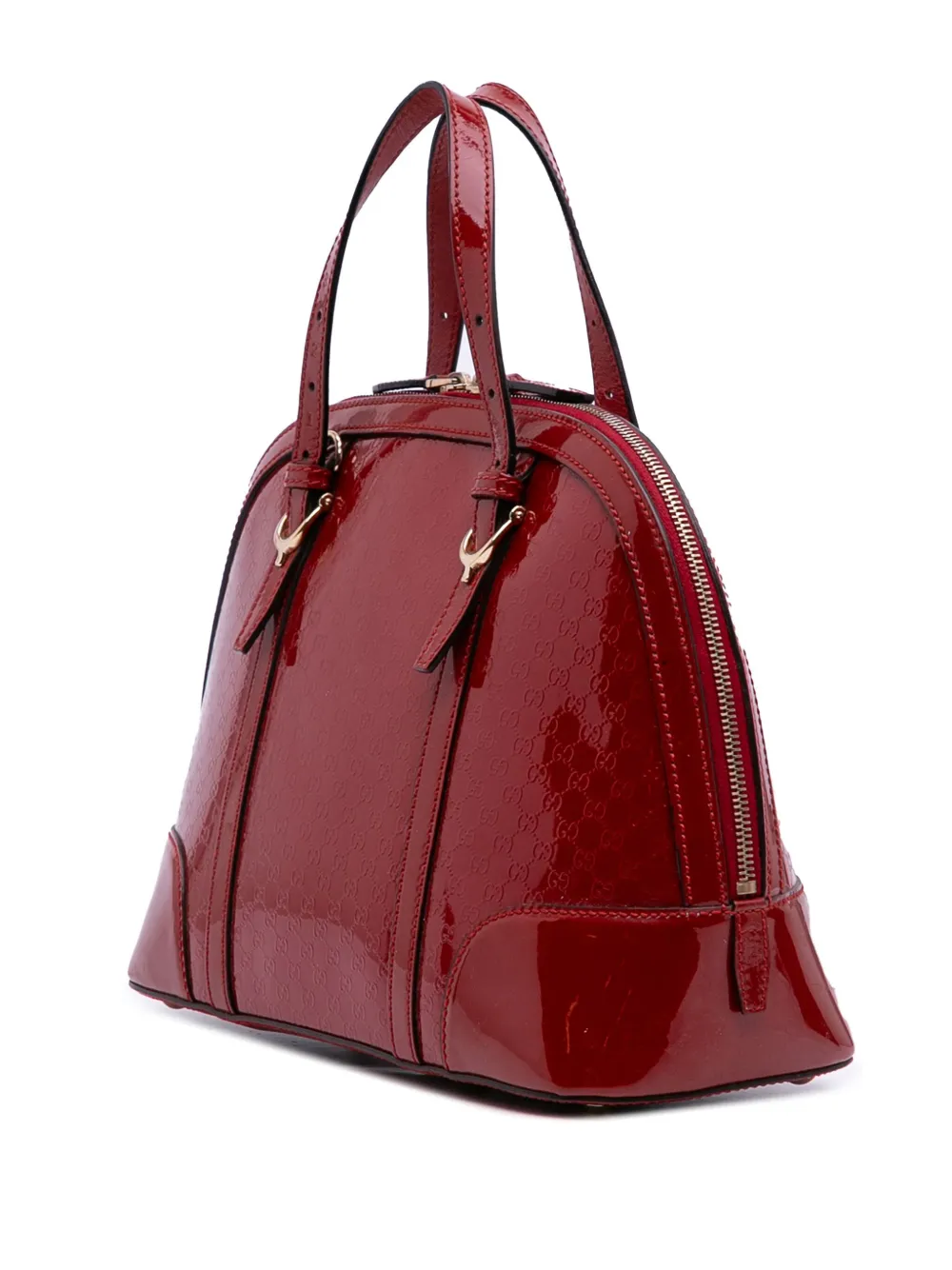 Pre-owned Gucci 2016-2025 Medium Microssima Patent Nice Dome Satchel In Red