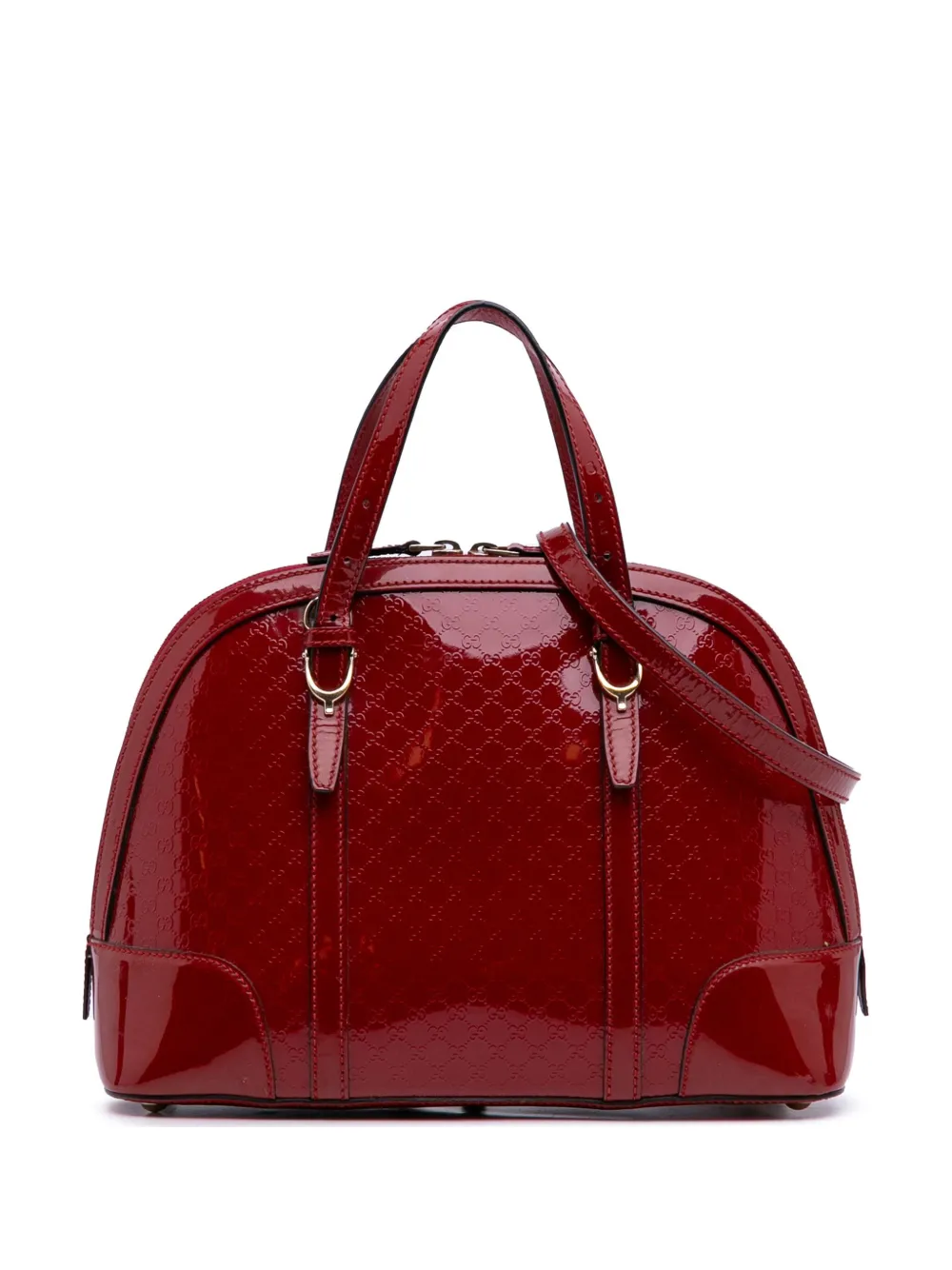 Gucci Pre-Owned 2016-2025 ミディアム マイクログッチシマ パテント ニース ドーム サッチェルバッグ - レッド Gucci Pre-Owned 2016-2025 ミディアム マイクログッチシマ パテント ニース ドーム サッチェルバッグ - レッド