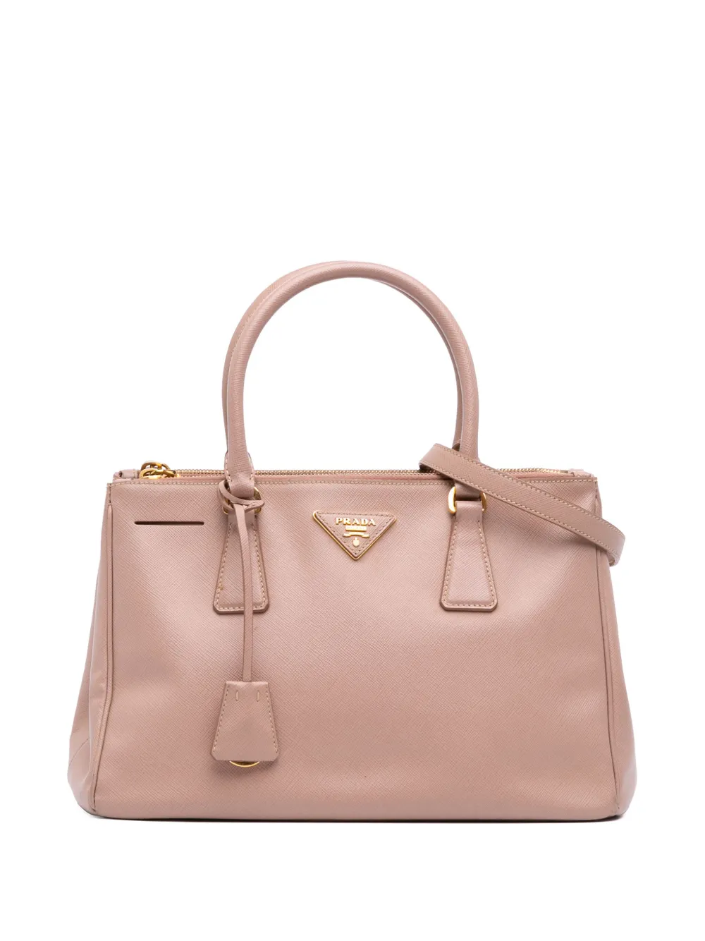 Prada Pre-Owned 2021-2025 ラージ サフィアーノルクス ガレリア ダブルジップ サッチェルバッグ - ピンク Prada Pre-Owned 2021-2025 ラージ サフィアーノルクス ガレリア ダブルジップ サッチェルバッグ - ピンク
