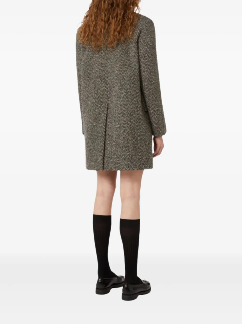 Weekend Max Mara Abrigo De Cierre Sencillo De Tweed In Brown