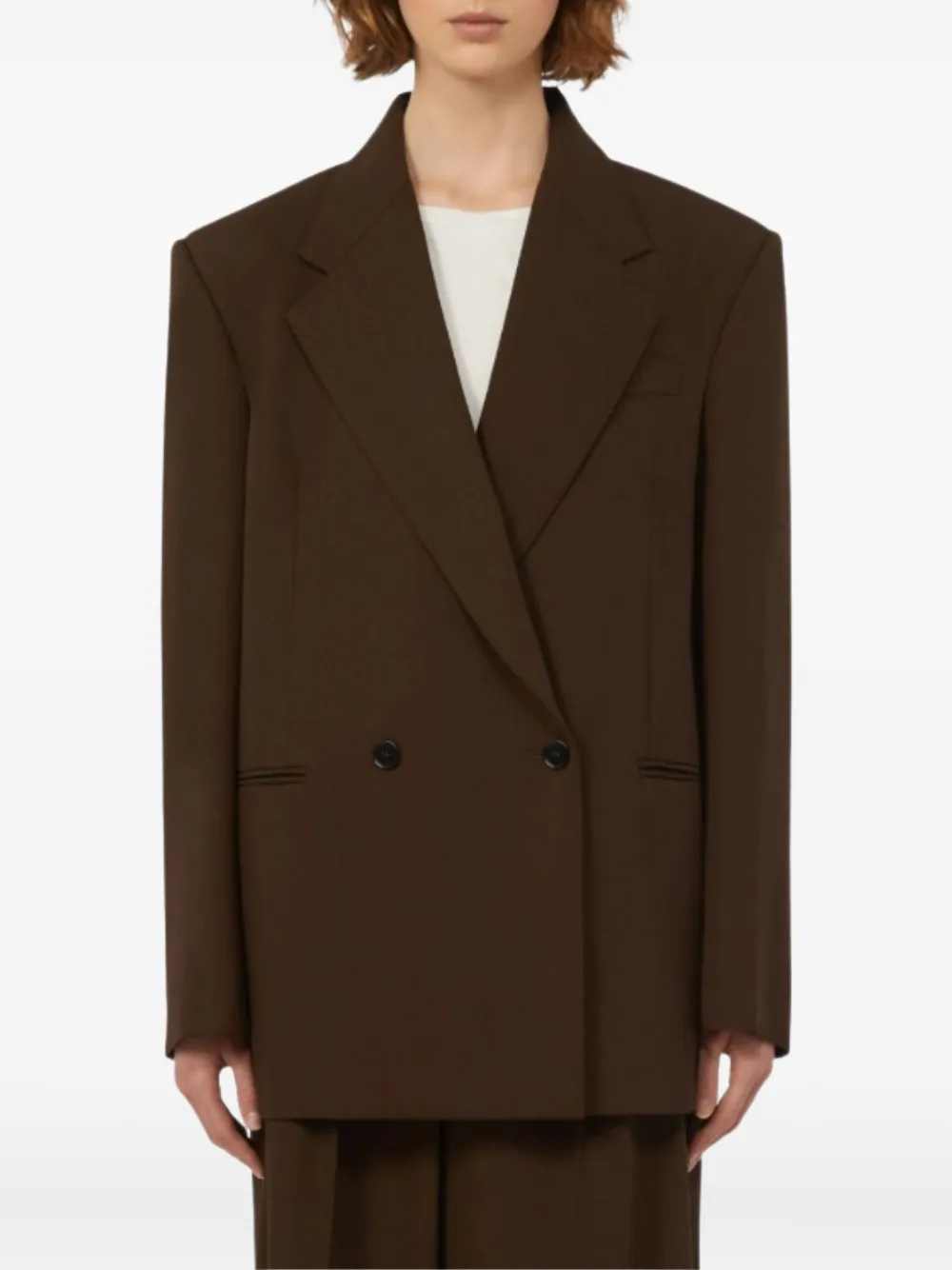 Weekend Max Mara Ginseng Double Breasted Virgin Wool Blazer In Brown