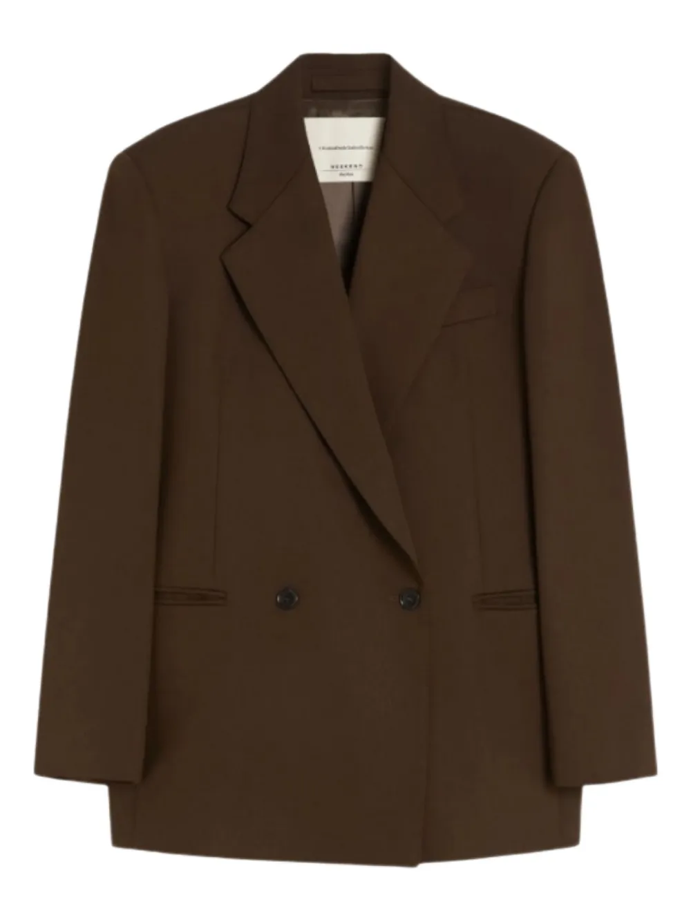 Weekend Max Mara Ginseng Double Breasted Virgin Wool Blazer In Brown