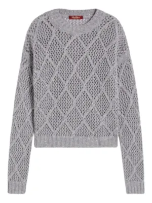 LOEWE Anagram-embroidered open-knit Jumper | Grey | FARFETCH