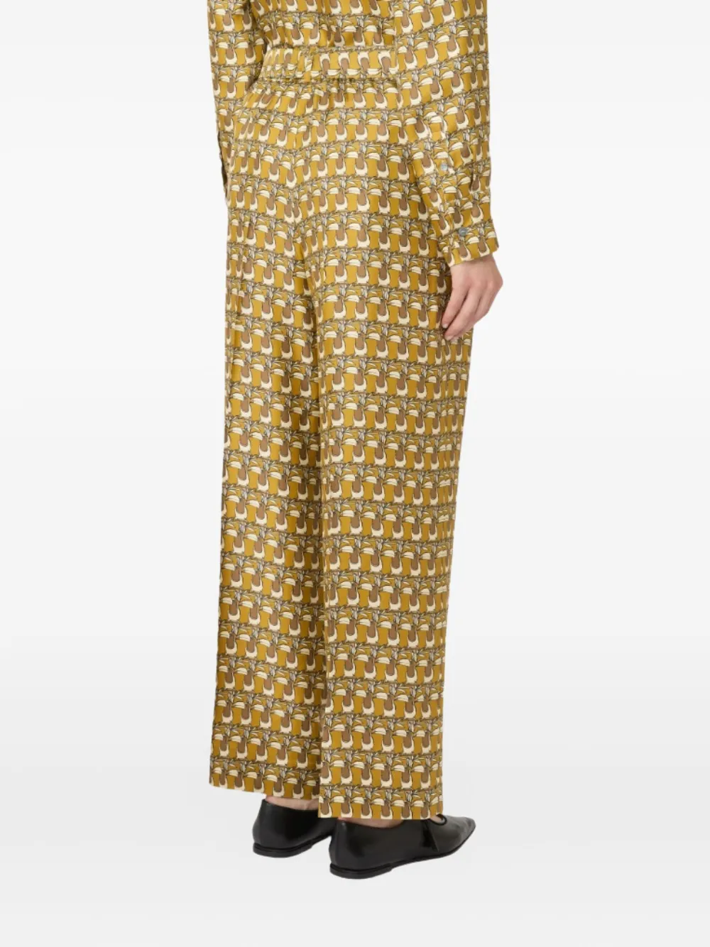 Max Mara Broek met ceintuur en print Geel