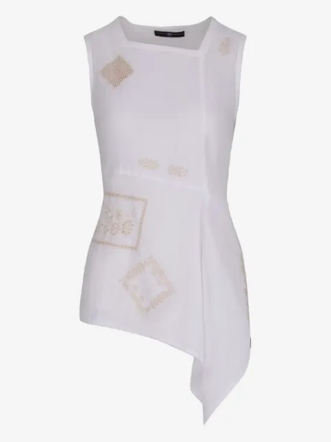 High embroidered asymmetric top