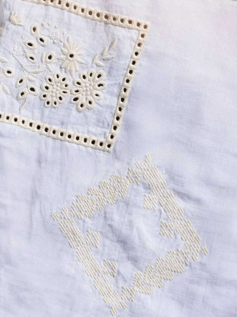 High Embroidered Asymmetric Top In White