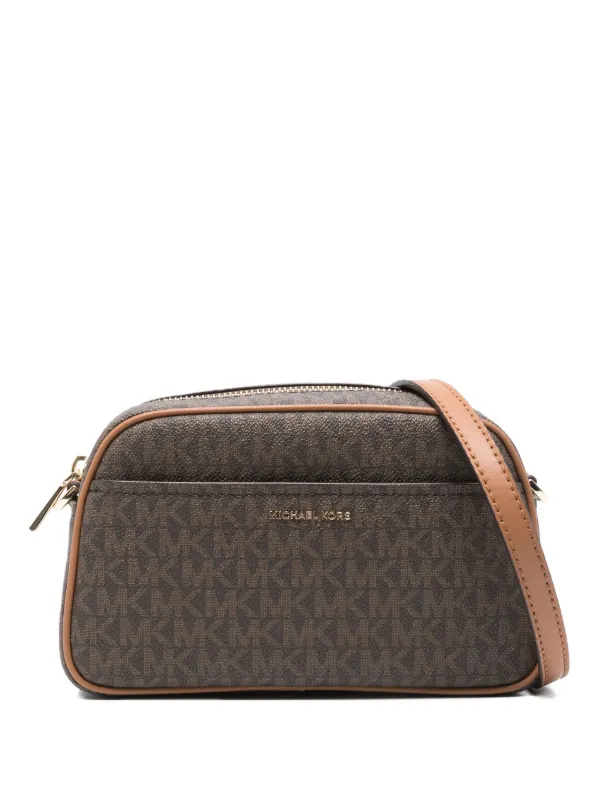 Michael Michael Kors Jet Set Monogram Cross Body Bag Brown FARFETCH IN