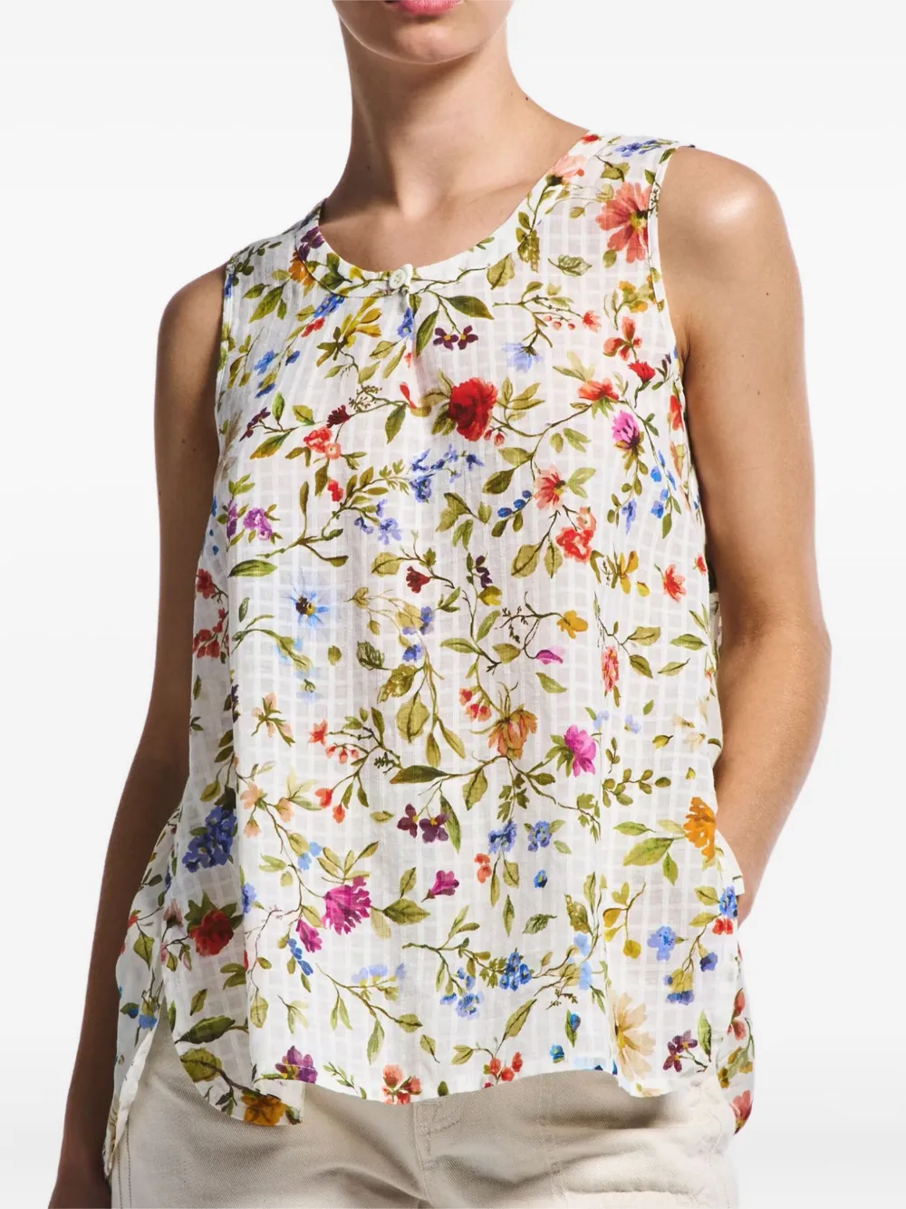 High Lithe Floral-print Top In White