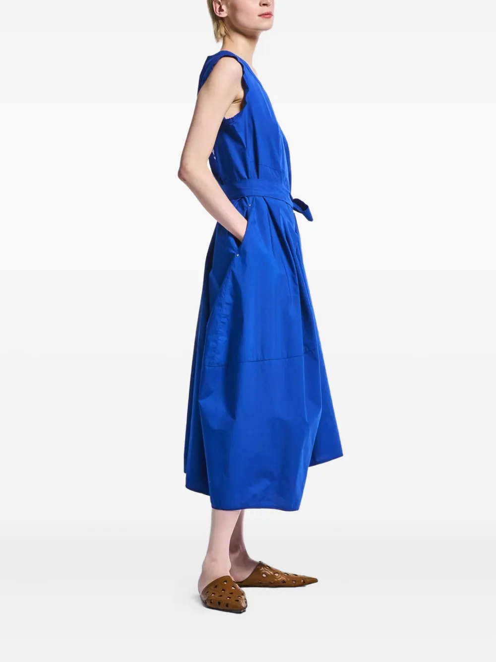 High Midi-jurk met ceintuur Blauw