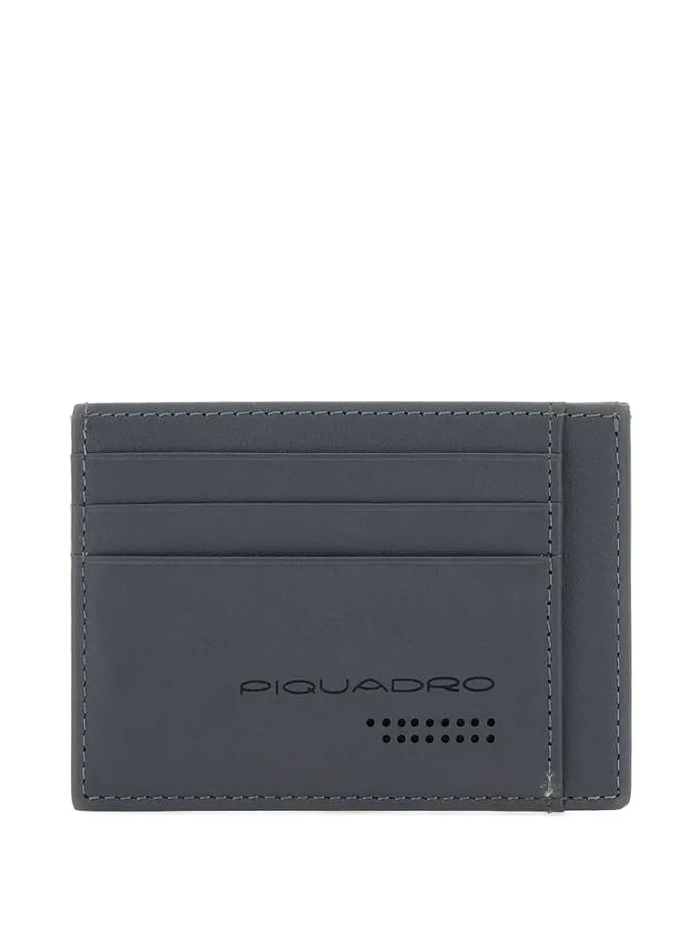 PIQUADRO debossed-logo leather cardholder Grijs