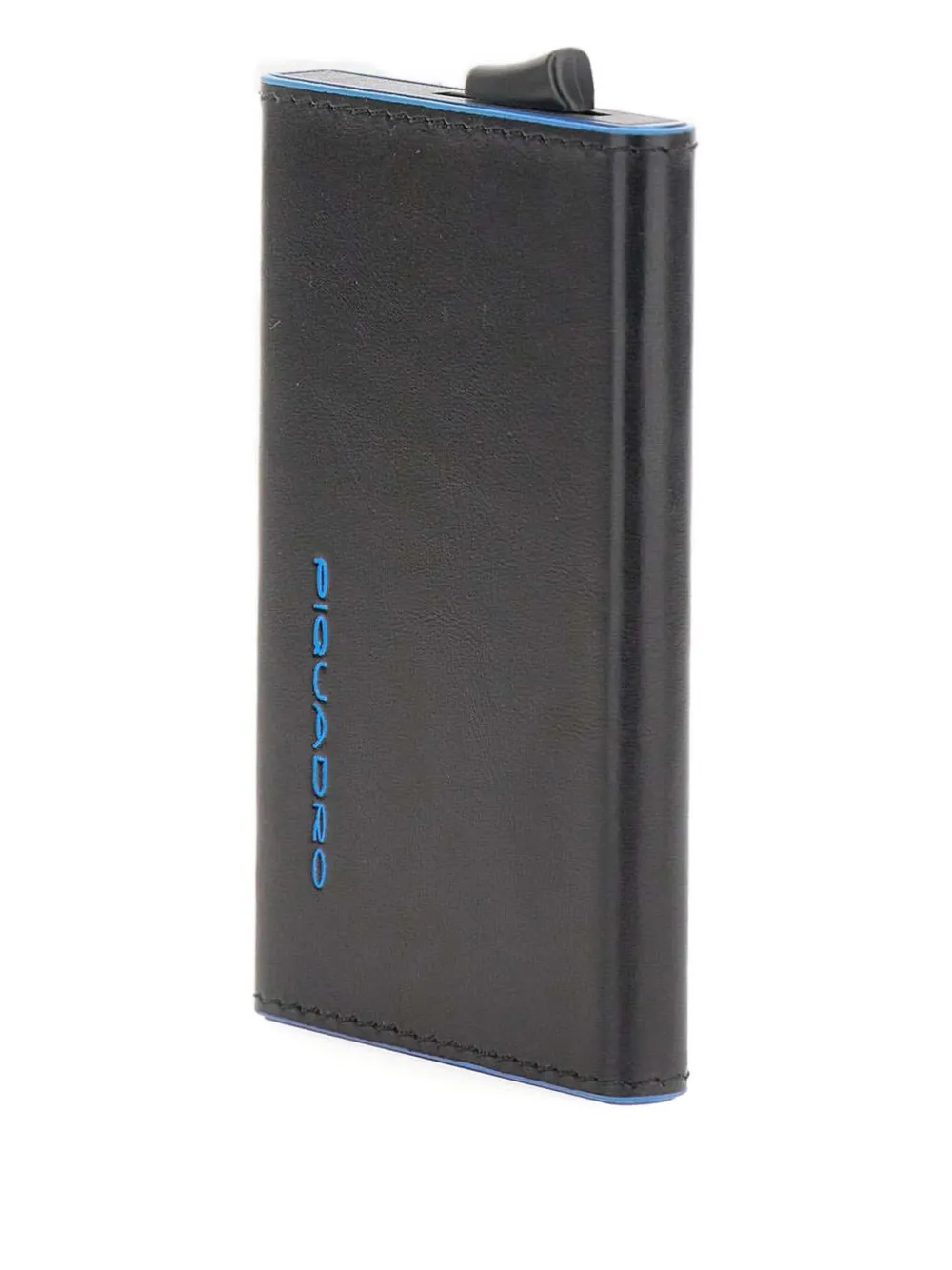 Piquadro Sliding-system Leather Card Holder In Black