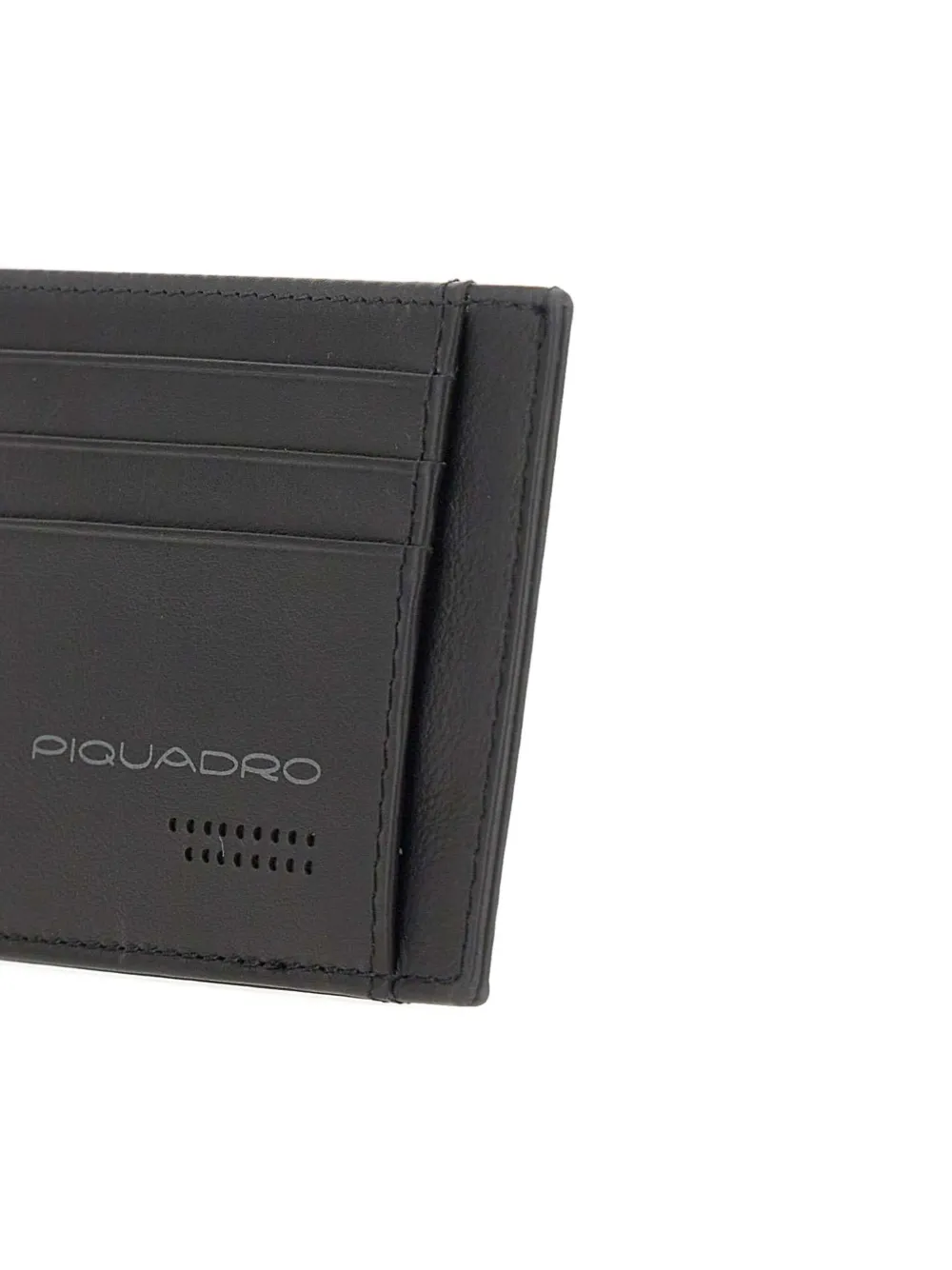 PIQUADRO logo-print leather cardholder Zwart