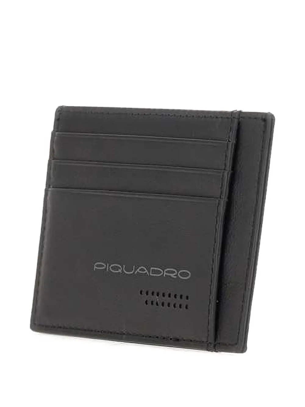 PIQUADRO logo-print leather cardholder Zwart