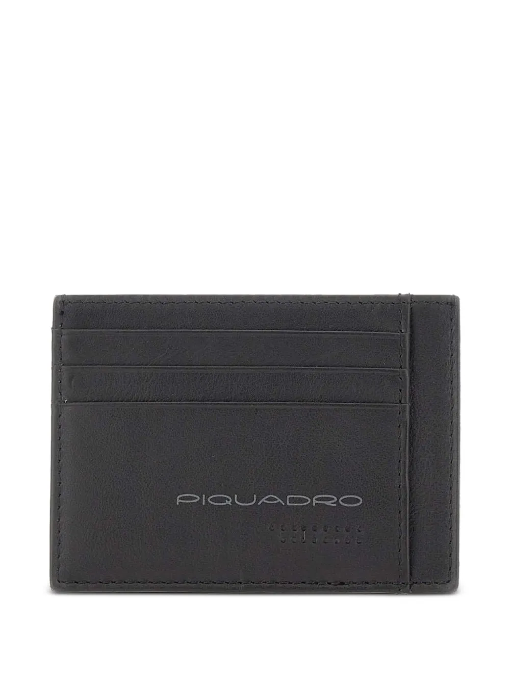 PIQUADRO logo-print leather cardholder Zwart