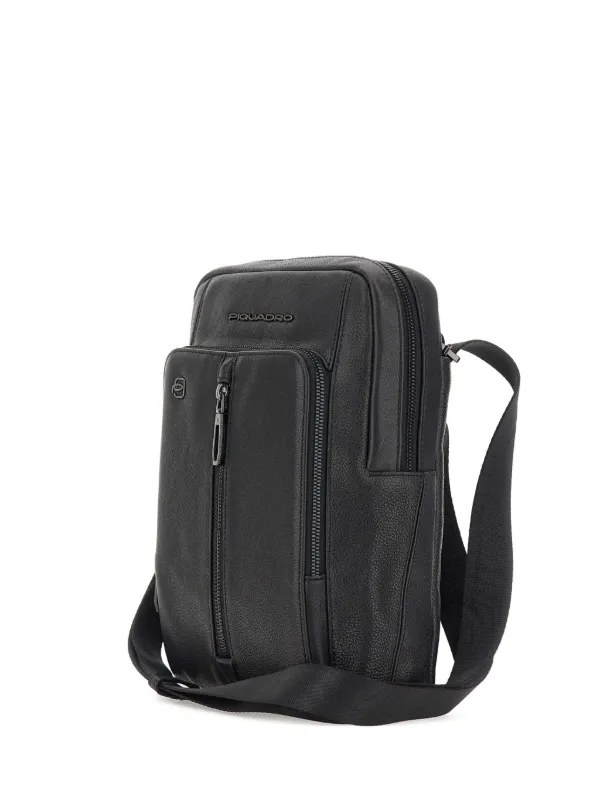 PIQUADRO Large Hedley Leather Shoulder Bag Black