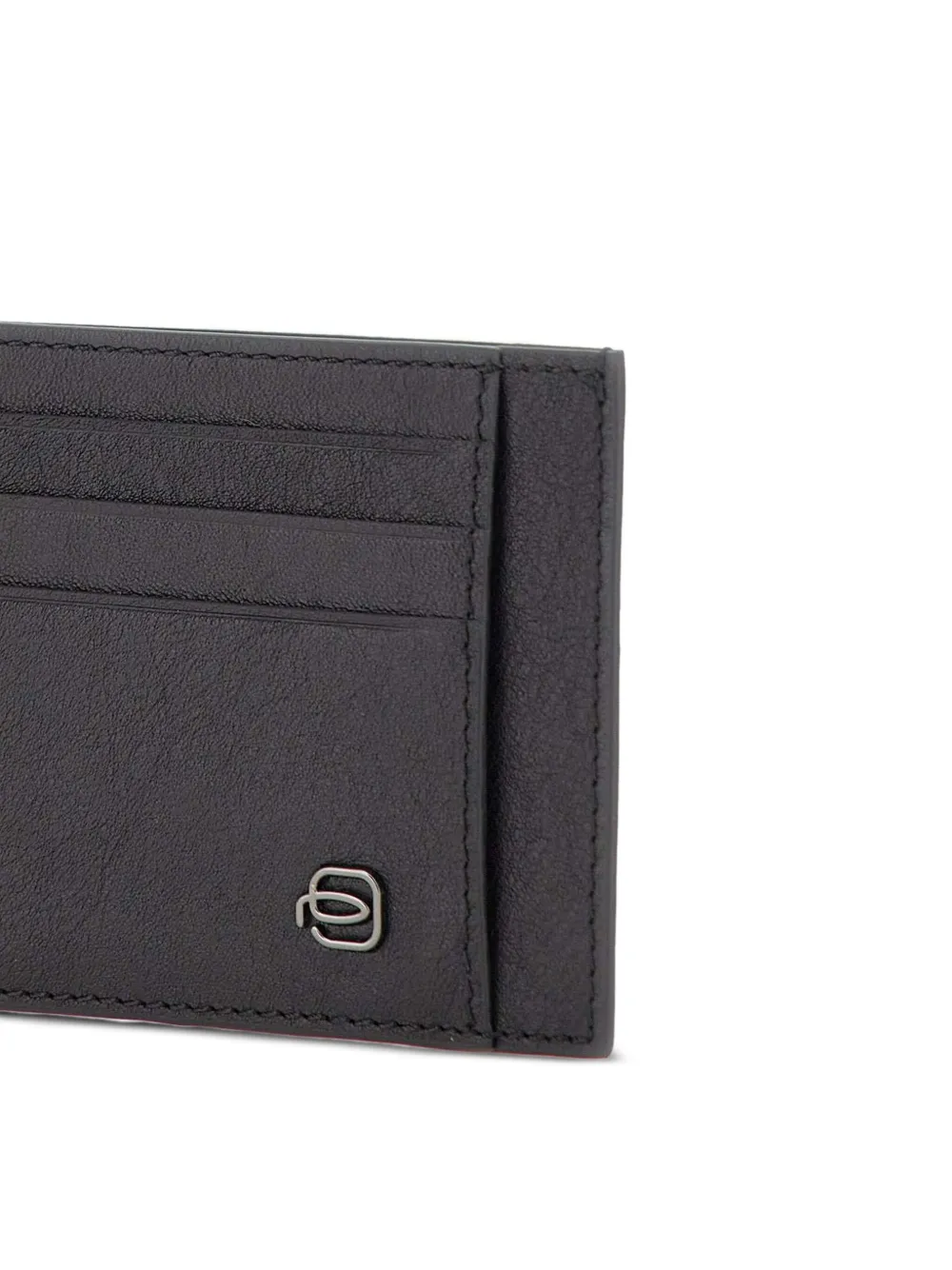 PIQUADRO logo-detail leather card holder Zwart