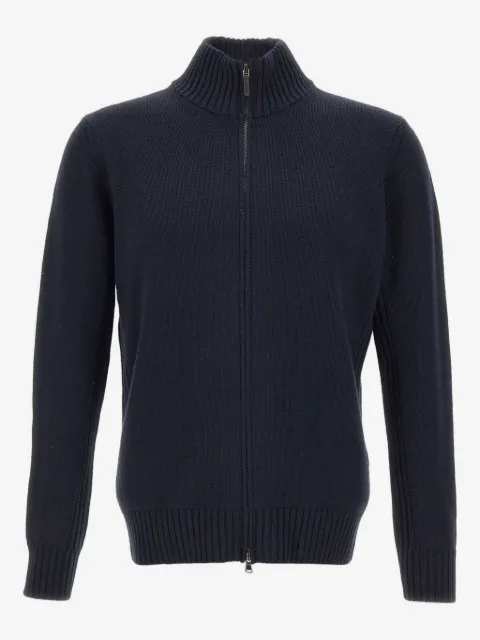 Kangra ribbad cardigan med dragkedja
