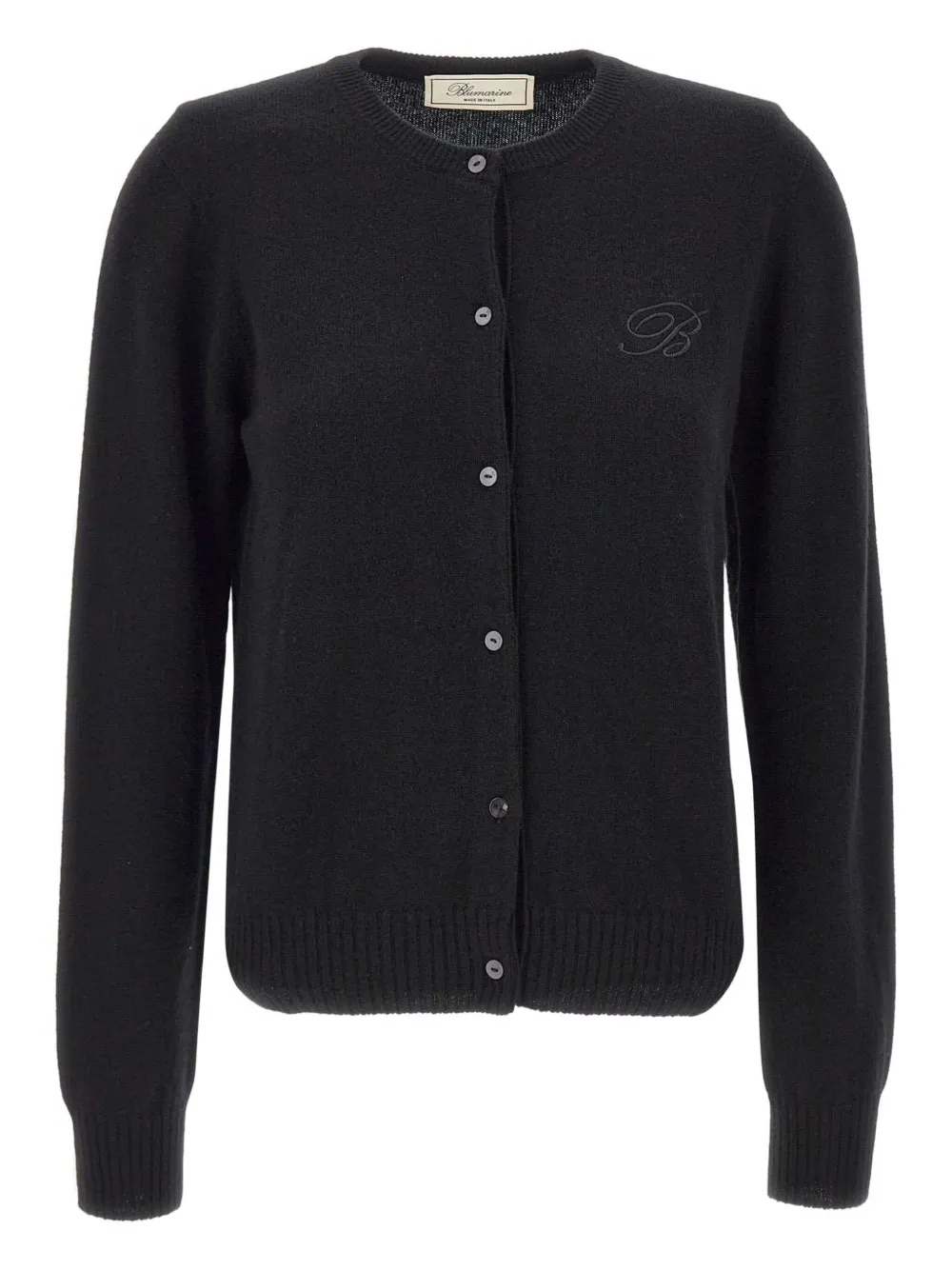 Blumarine Embroidered Logo Button Cardigan In Black