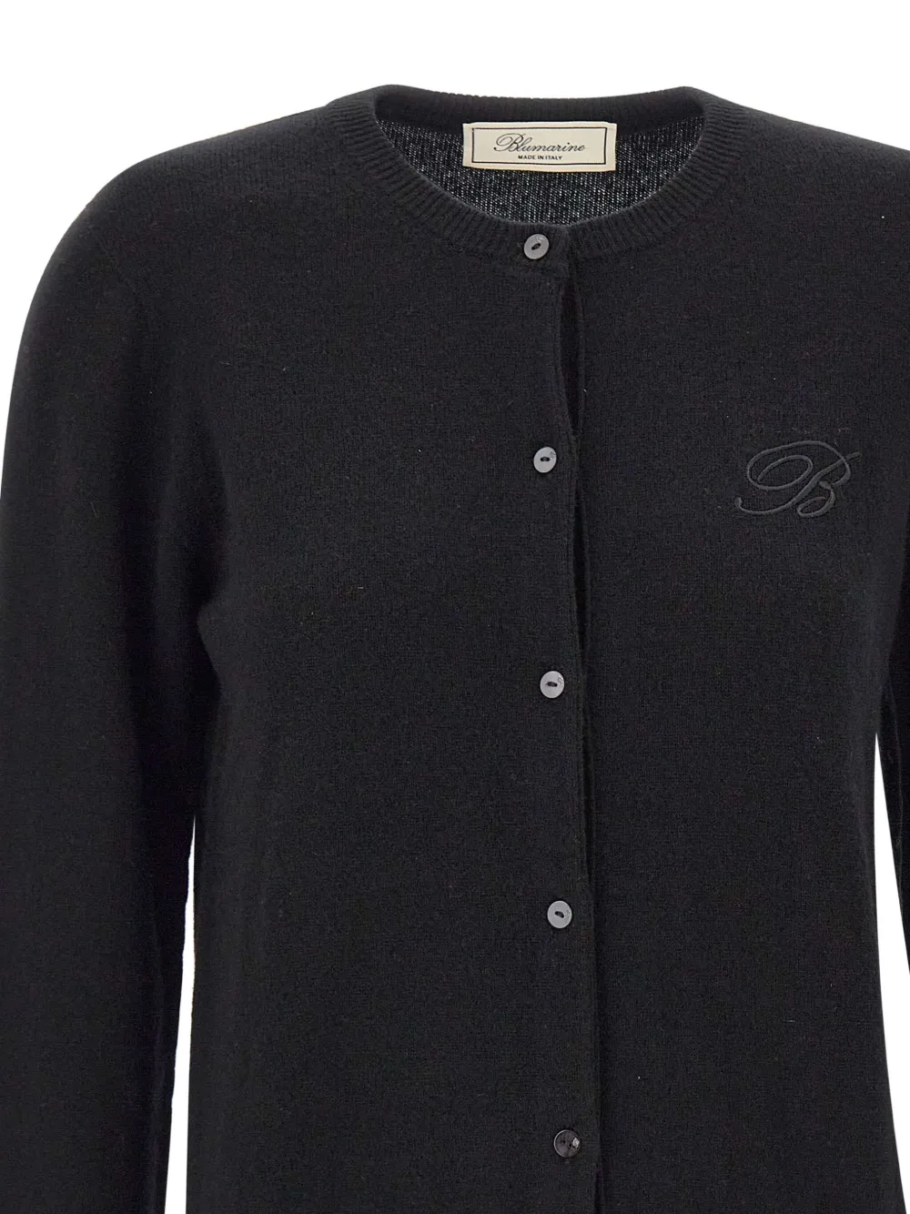 Blumarine Embroidered Logo Button Cardigan In Black