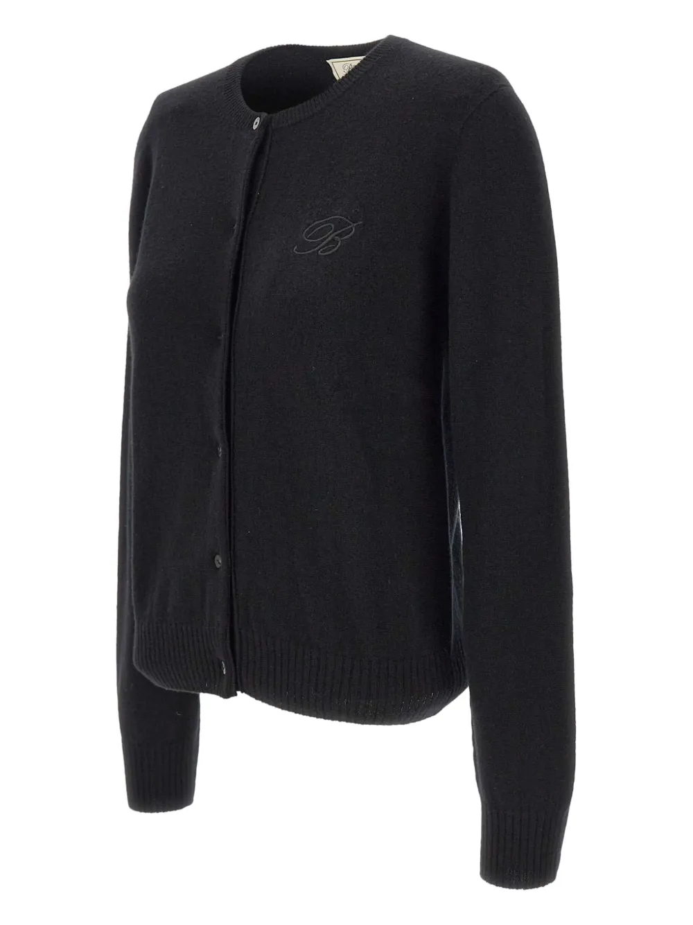 Blumarine Embroidered Logo Button Cardigan In Black