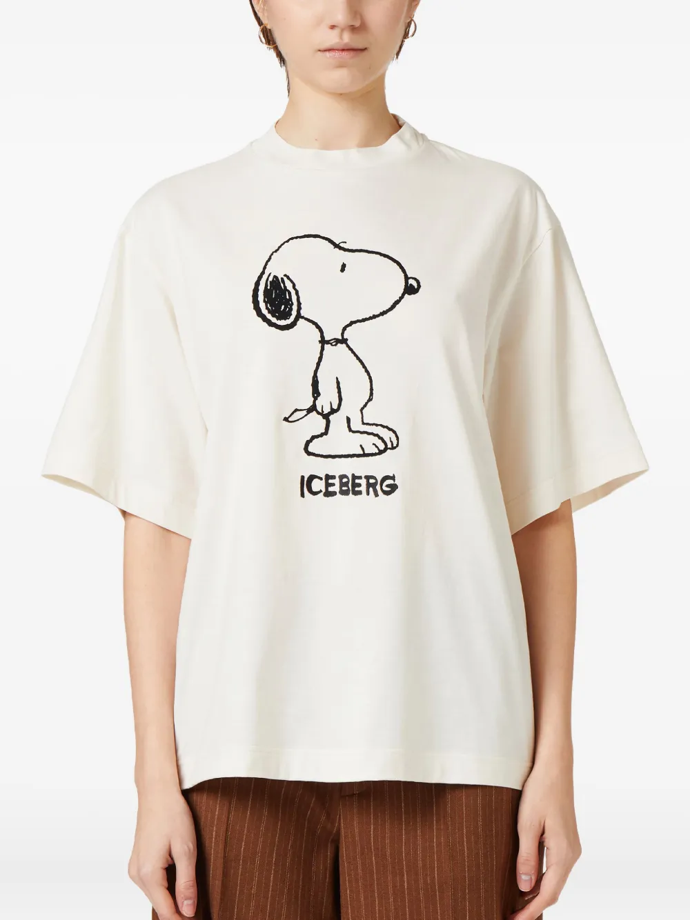 Iceberg Snoopy logo print T-shirt Beige