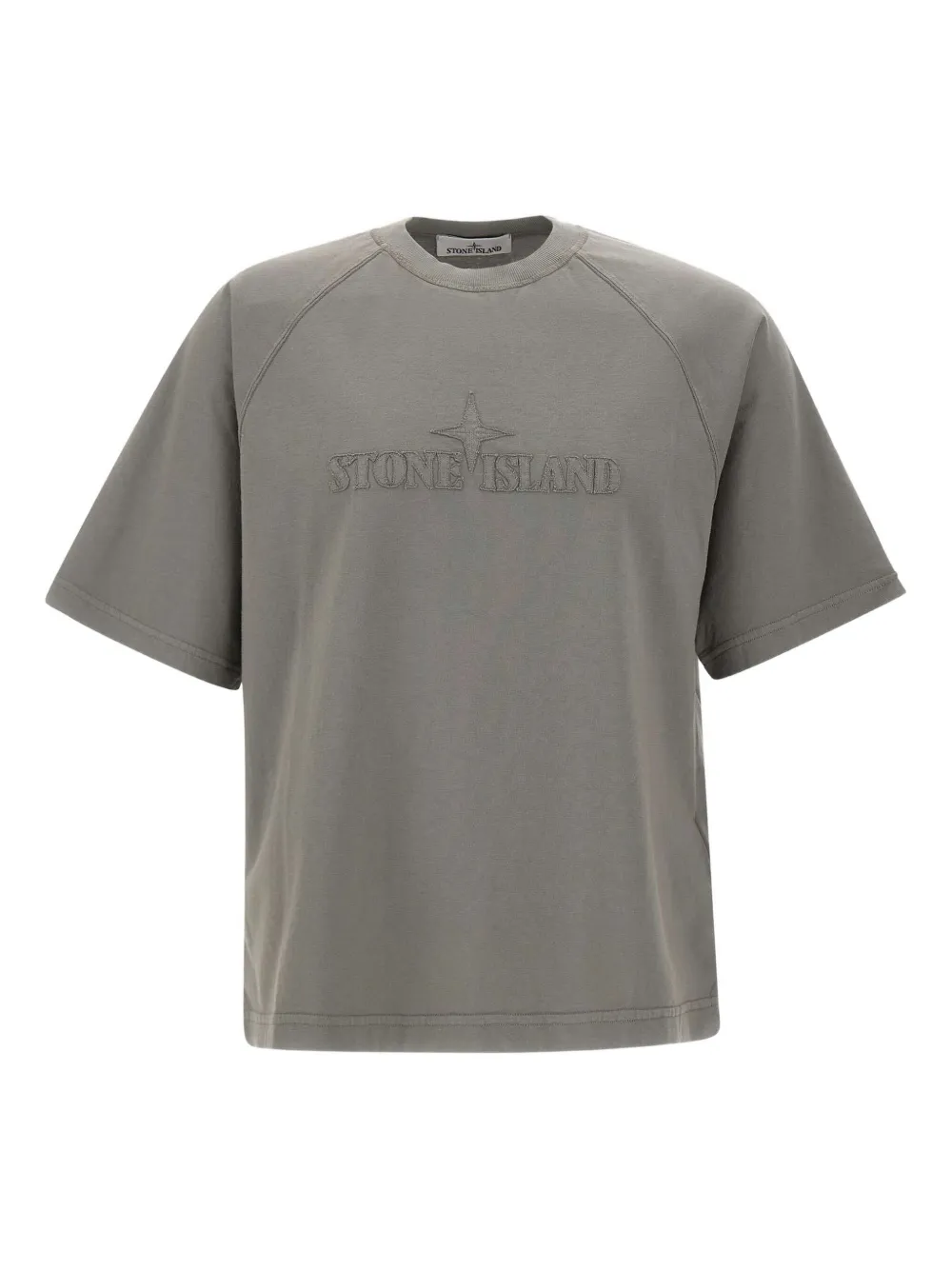 Stone Island logo-patch raglan-sleeve T-shirt Grijs