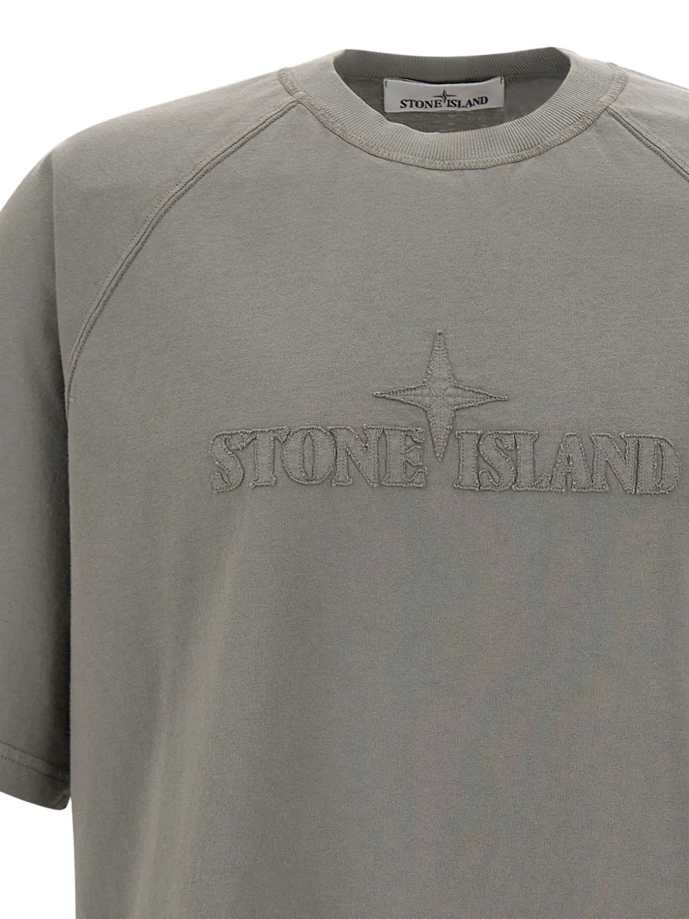 Stone Island logo-patch raglan-sleeve T-shirt Grijs