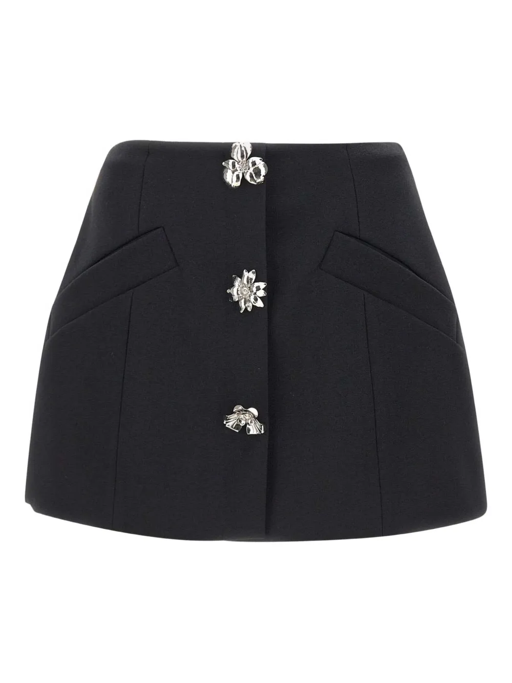 Blumarine Flower-embellished Mini Skirt In Black