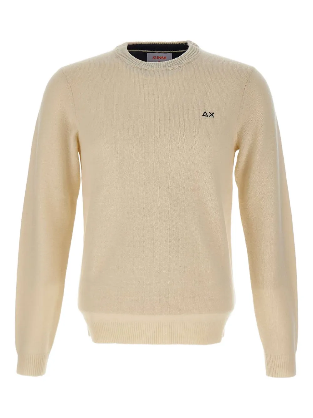 Sun 68 Embroidered-logo Crew-neck Sweater In Neutral