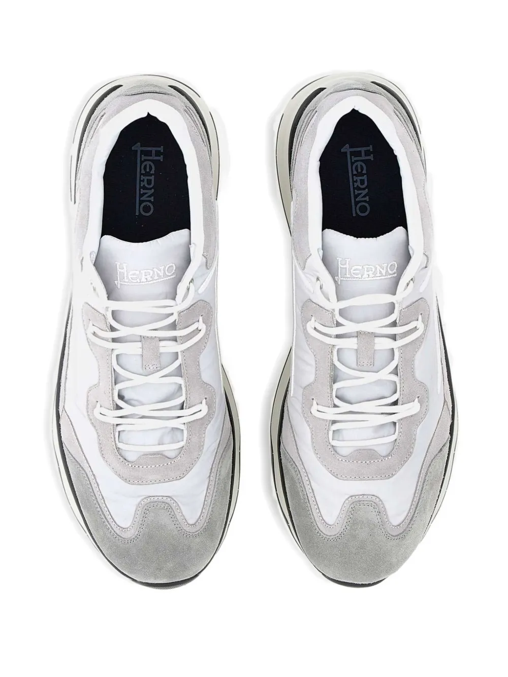 Herno Suede-panelled Lace-up Sneakers In Gray