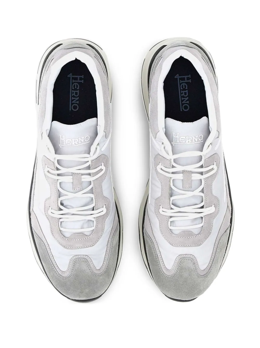 Herno suede-panelled lace-up sneakers Grey