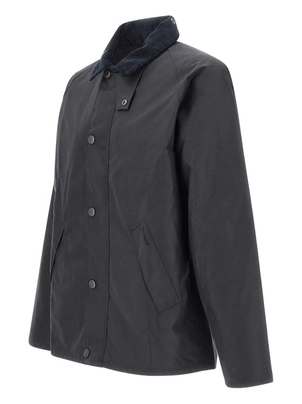 Barbour corduroy-collar waxed-cotton jacket Zwart