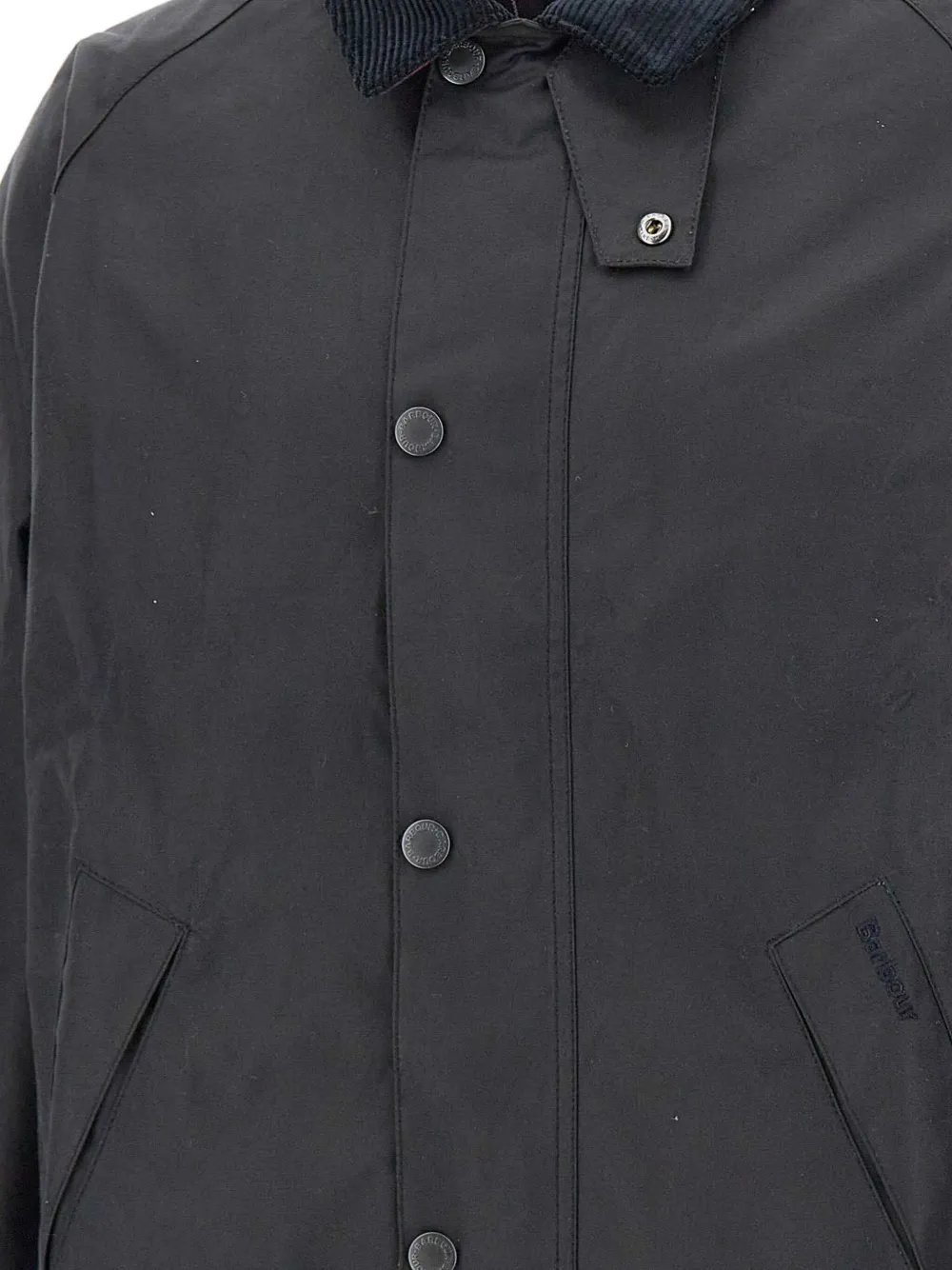Barbour corduroy-collar waxed-cotton jacket Zwart