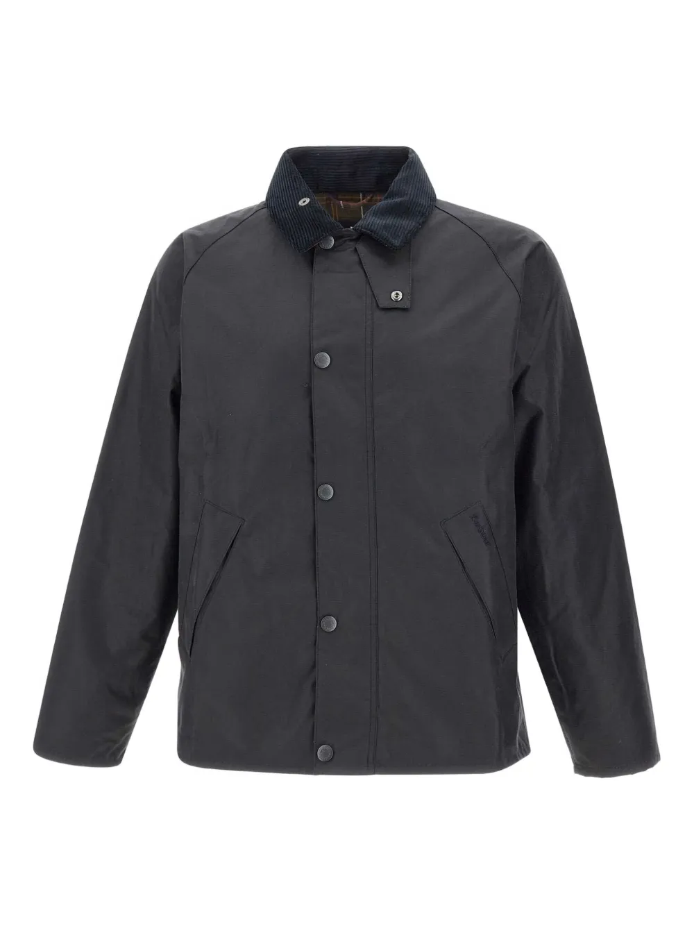 Barbour corduroy-collar waxed-cotton jacket - ブラック Barbour corduroy-collar waxed-cotton jacket - ブラック