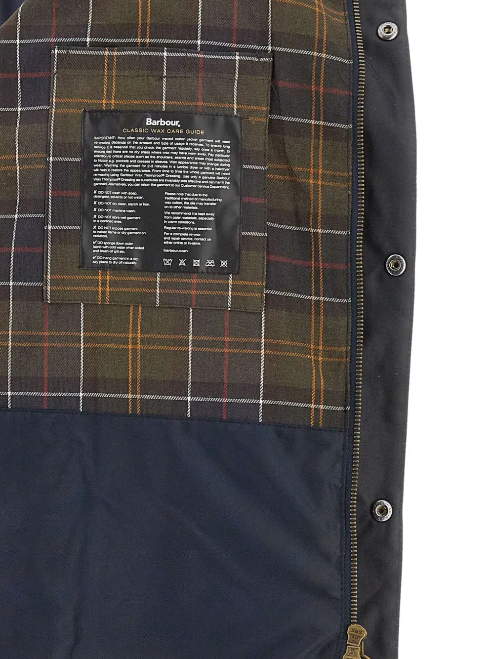 Barbour corduroy-collar waxed-cotton jacket Zwart