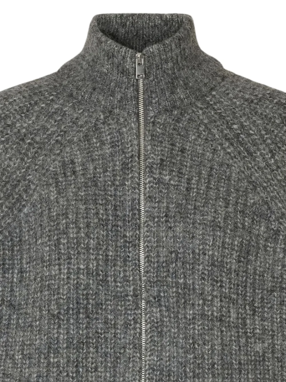 Selected Zip-up Sweater In Gray