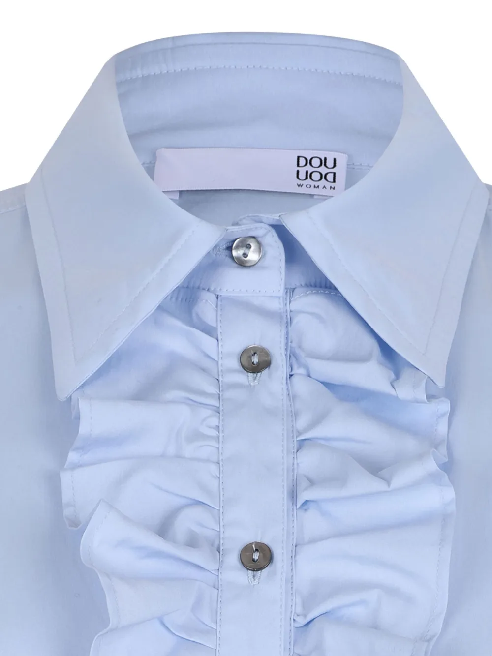Douuod Ruffled-detail Shirt In Blue
