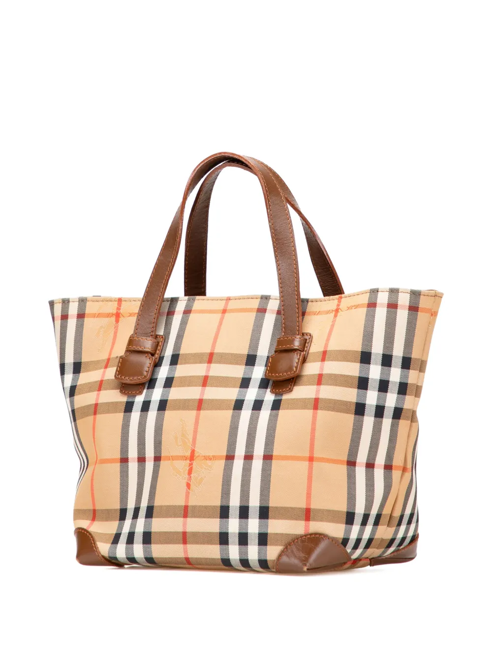 Pre-owned Burberry 2000-2017 Haymarket Check Canvas Handbag In Brown
