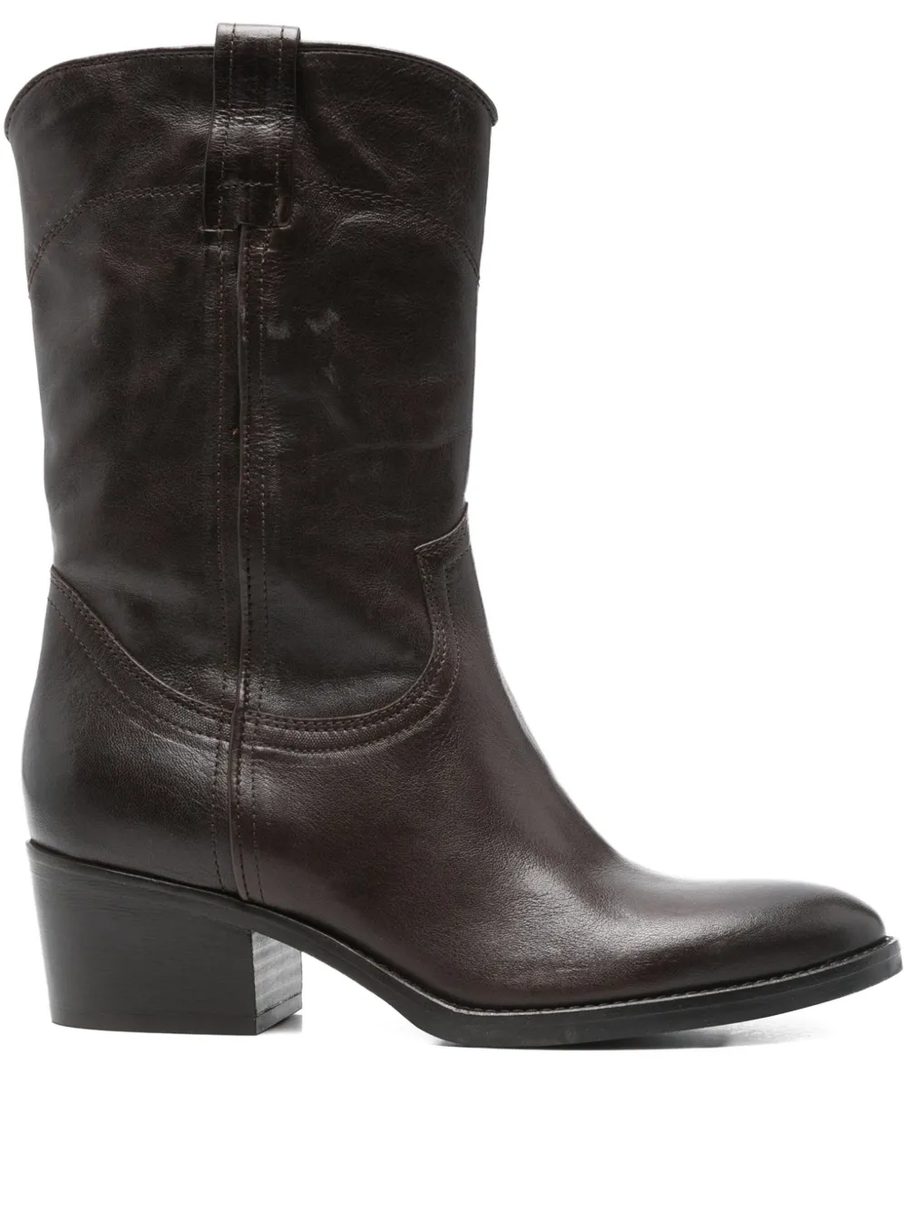 Curiositè 50 mm kalfsleren laarzen met Western-stijl Bruin