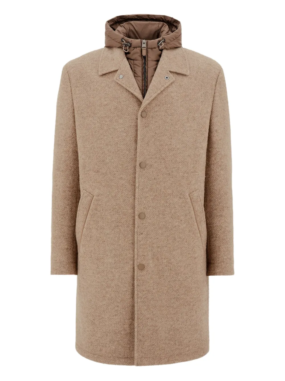 Canali hooded single-breasted coat Beige