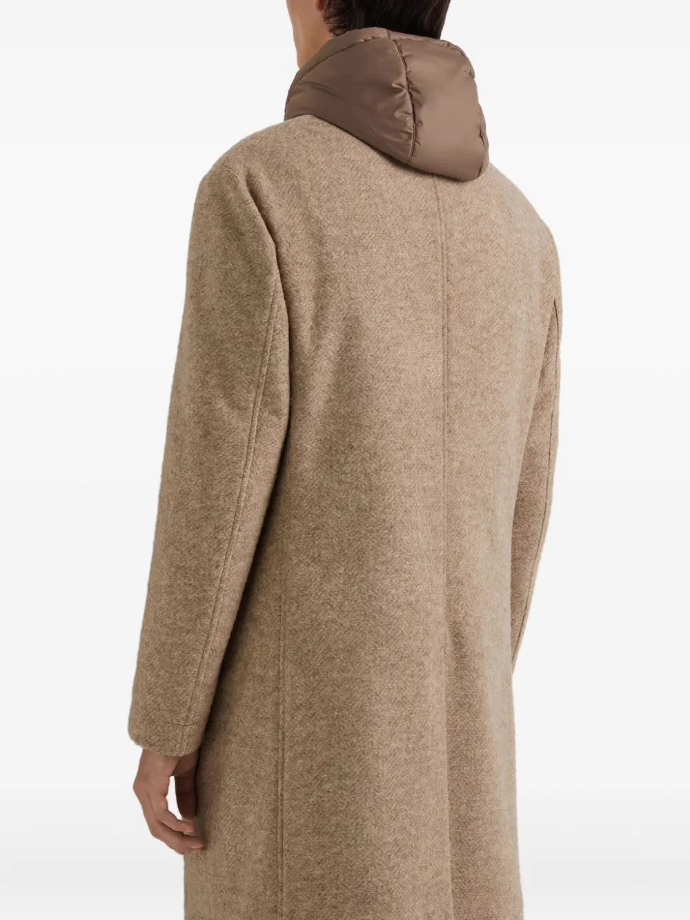 Canali hooded single-breasted coat Beige